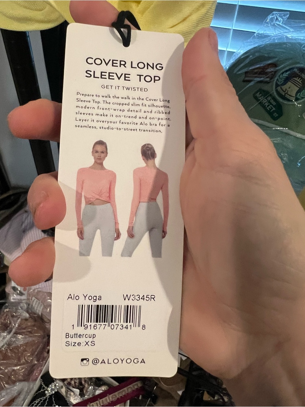 ALO YOGA Cover Long Sleeve Top, YELLOW NWT - Picture 5 of 5